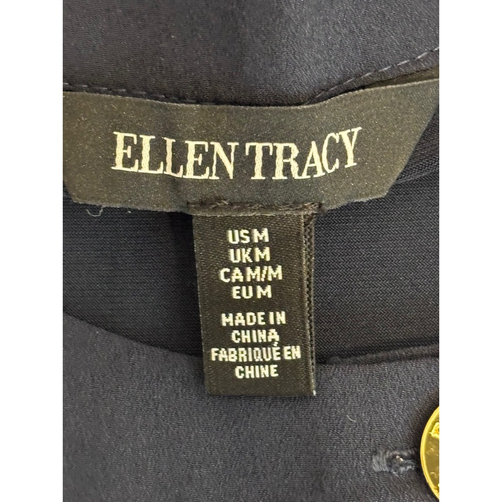 Ellen Tracy Navy Sleeveless Ruffle Hem Tunic Top Minimalist Nautical Casual M - Picture 9 of 9